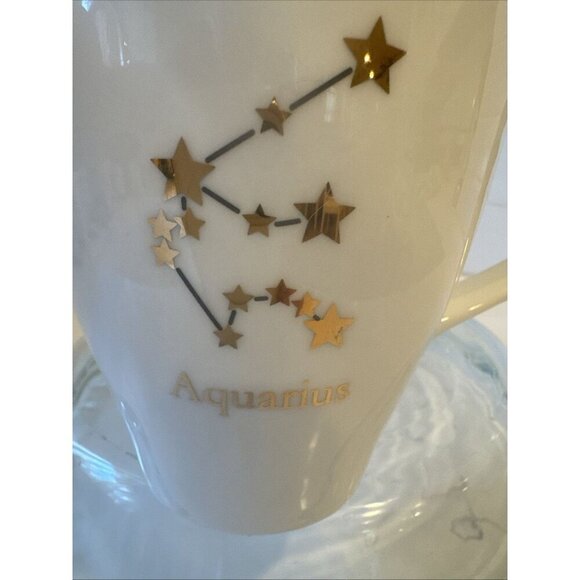 Ceramic World Market Aquarius Zodiac Astrological Star Sign Coffee Mug Tea Cup - Picture 8 of 15